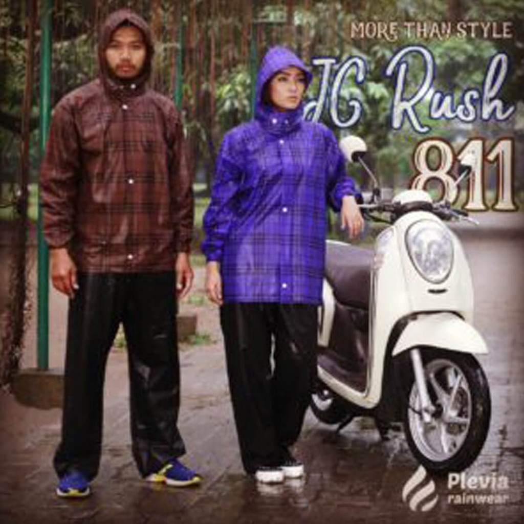 GRATIS ONGKIR JAS HUJAN MOTIF KOTAK JAKET HOODIE JAS HUJAN SETELAN PRIA WANITA PONCHO RAIN COVER