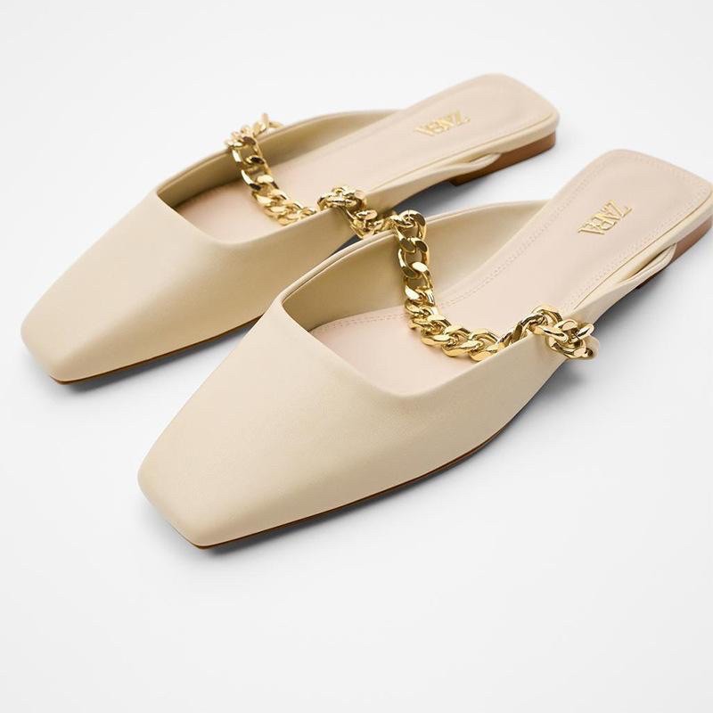 [Free Box] Sepatu Loafers Kulit Wanita Putih Cream ZARA 328 Noni_Collection