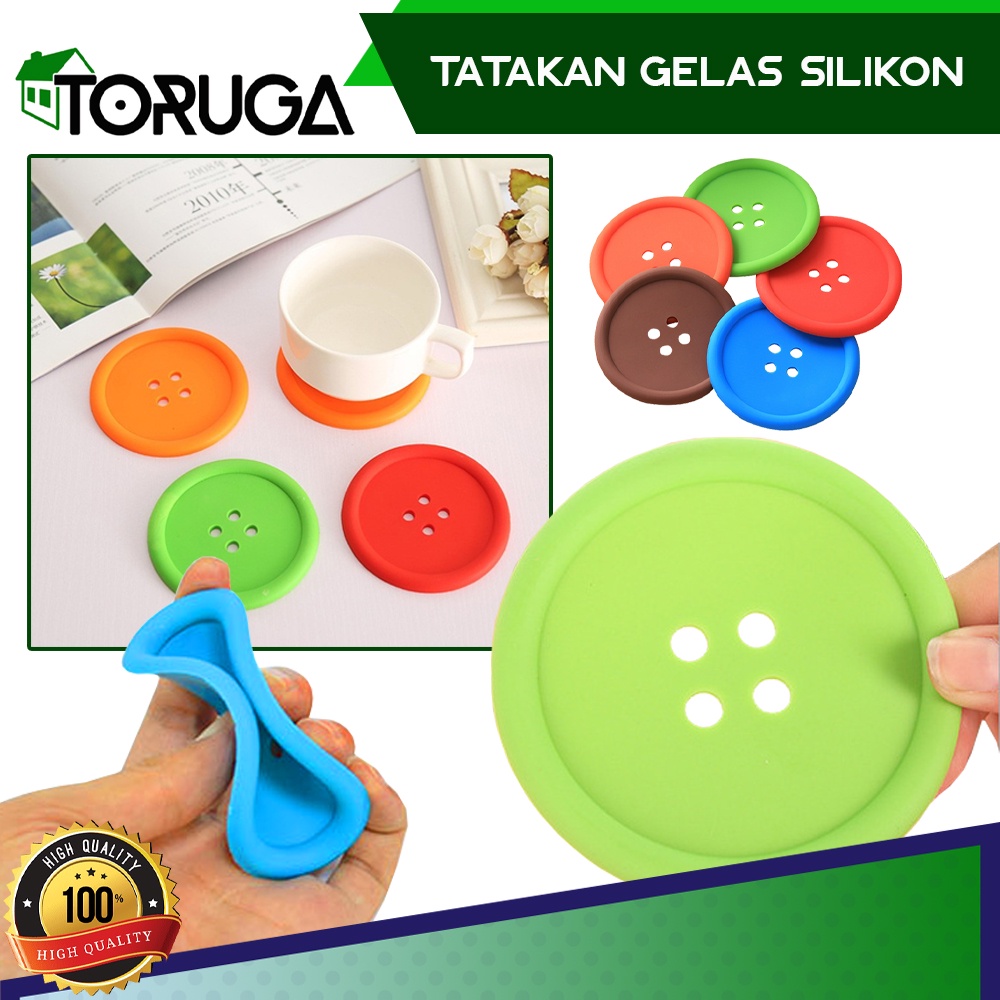 TATAKAN ALAS GELAS SILIKON CANGKIR MODEL KANCING - CUP MUG PAD KARET