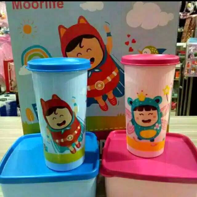 Promo.....Moorlife happy kids per set / souvernir / kotak makan dan botol minum /kado / hampers