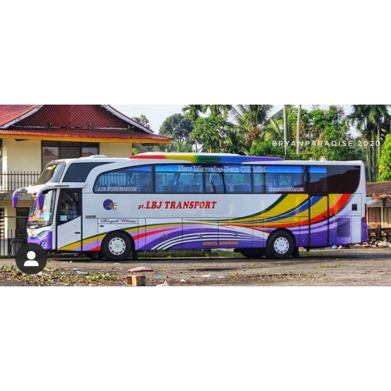 sticker  miniatur bus LBJ transport skala 1:20 non livery body