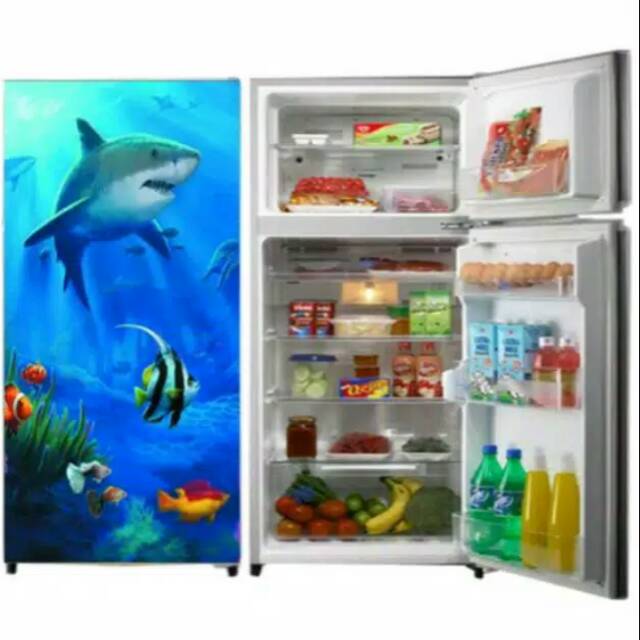 Wallpaper Kulkas 1 pintu Full Body motif dolphin