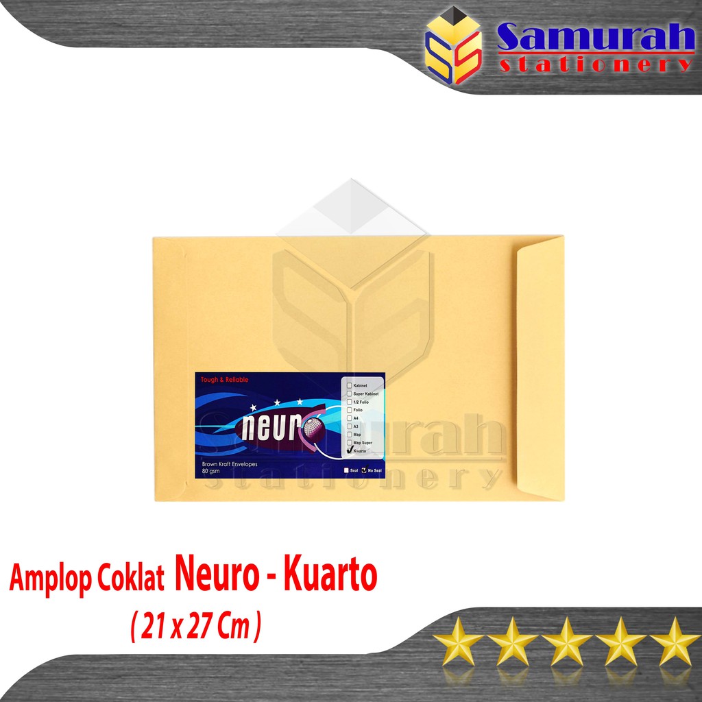

Amplop Kertas Coklat Polos Neuro Ukuran Kuarto / envelope Quarto / Q 21 x 27 cm berkas dokumen