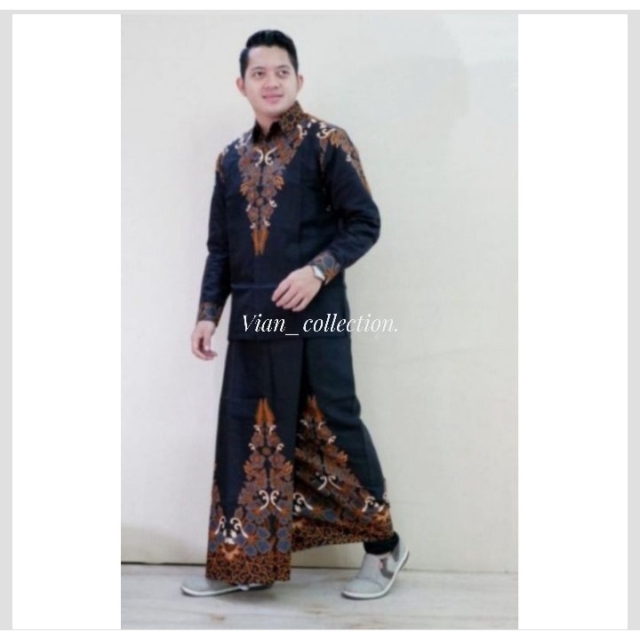 Setelan Koko Batik Pria Celana Sarung Motif Ahwan ( Kemeja Batik Pria Solo Original )