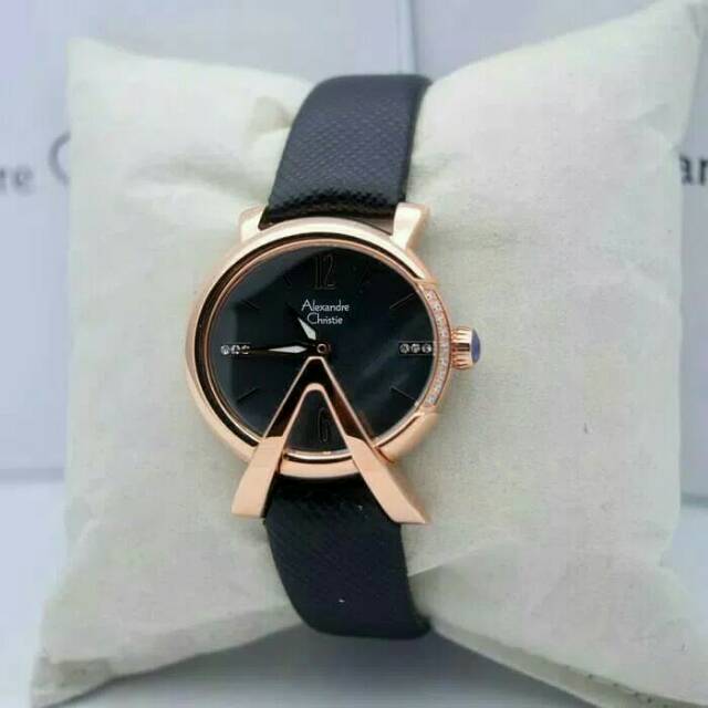 JAM TANGAN CEWEK/WANITA ALEXANDRE CHRISTIE AC 2703 ROSEGOLD BLACK
