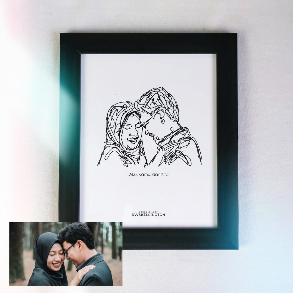 

Sketsa Wajah Kado Valentine Romantis Doodle Line Art Pacar Couple Love DWSkellington