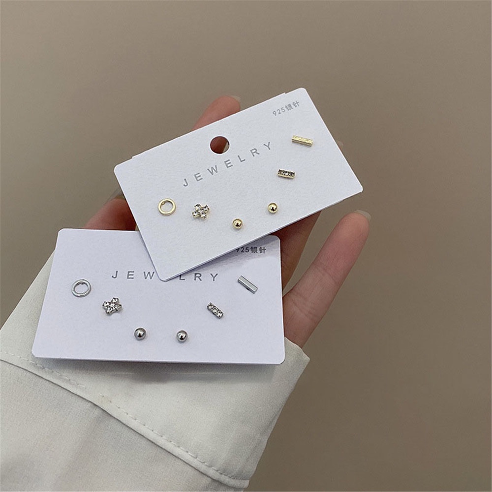 【COD Tangding】6PCS/Set Simple Piercing Earrings Set Cross Hoop Earrings Women Girl Tarnish Earstuds Jewelry