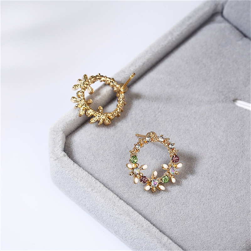 Anting Tusuk Gantung Desain Lingkaranbunga Gaya Koreasimple Untuk Wanita