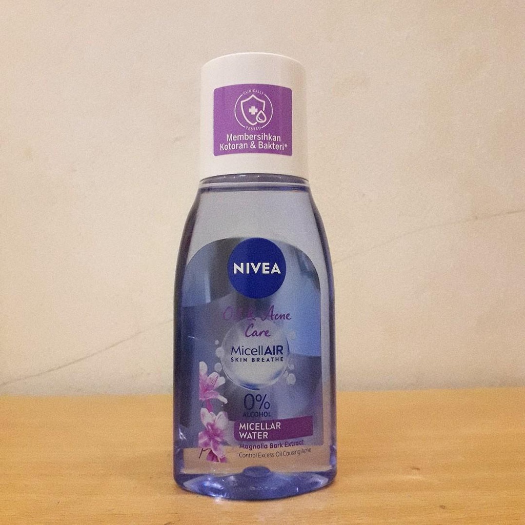 NIVEA MicellAir Oil &amp; Acne Care 125 mL Micellar Water - Anti Bakteri &amp; Jerawat - Botol Ungu Merawat Kulit Wajah Berjerawat - Micelar Water Pembersih Wajah Make Up MakeUp