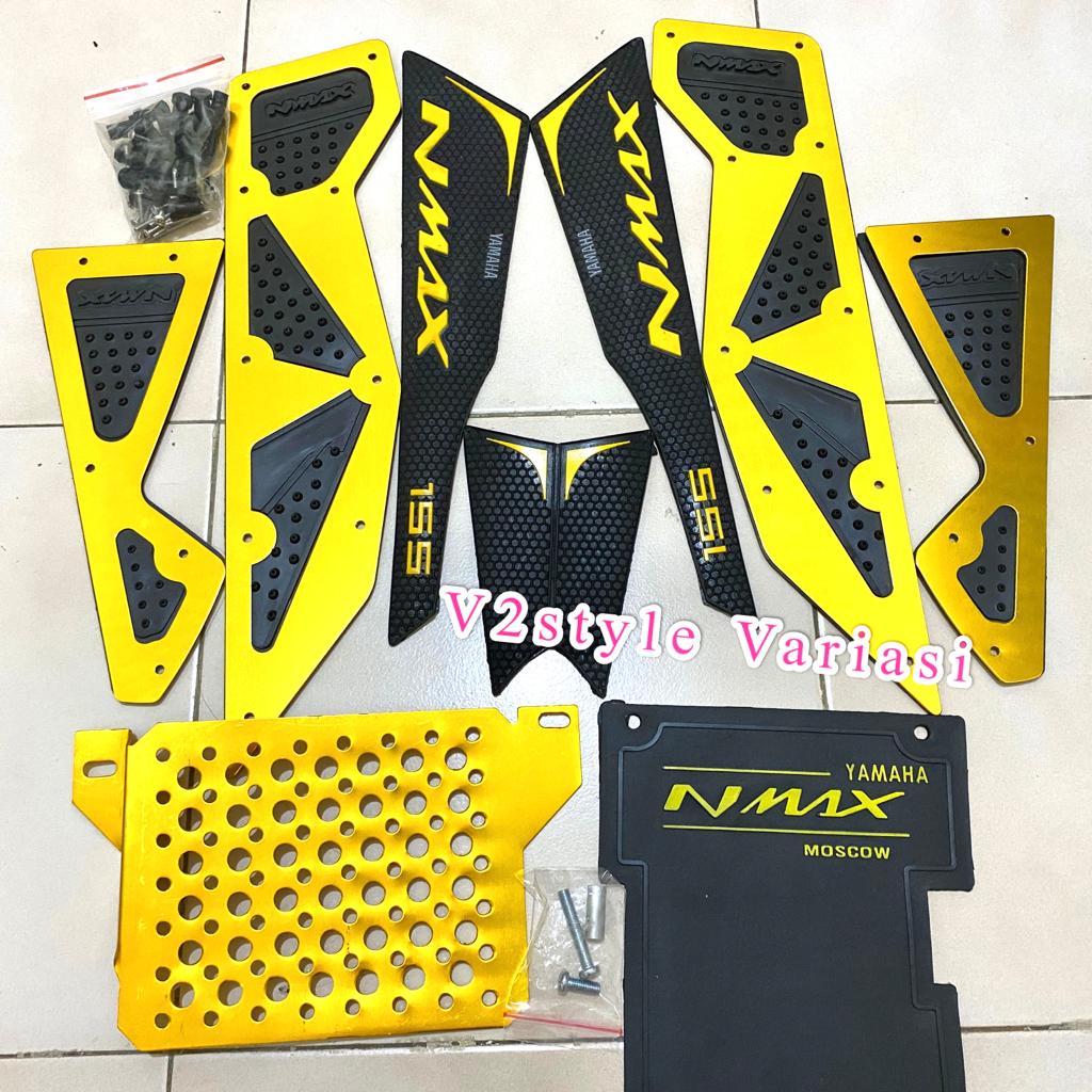 PAKET YAMAHA NMAX LAMA BORDERS KARET + PLAT ALUMINIUM FULL CNC TANKPAD KARPET SAMPING TANGKI BENSIN NMAX OLD COVER RADIATOR TUTUP RADIATOR OLD NMAX 2015 2016 2017 2018 2019 MUDFLAP KARBON NMAX 155 PENAHAN LUMPUR PELINDUNG MESIN DINAMO KOLONG BORDES BORDER