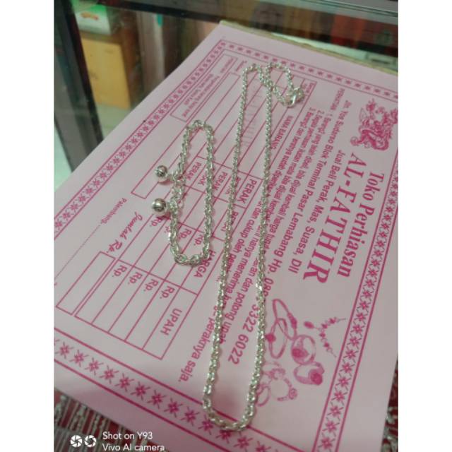 Set Kalung+gelang motif medan perak murni 99