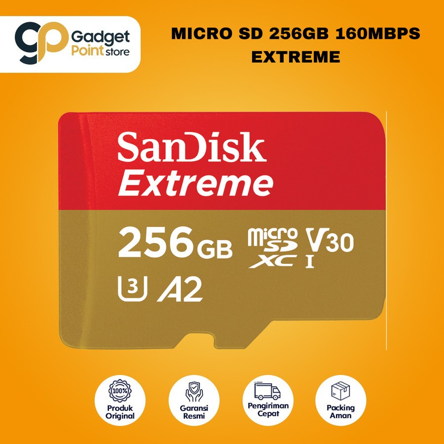 Memory 256gb 190mbps |  MicroSD 256 GB | Sandisk Micro SD Micro SD Extreme 256GB up to 190Mbs -Original Garansi Resmi