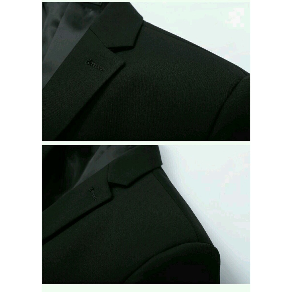 SETELAN BLAZER NIKAH WISUDA PRIA SLIMFIT NEW CASUAL BLACK 2IN1 INCLUDE CELANA HIGH TWIST