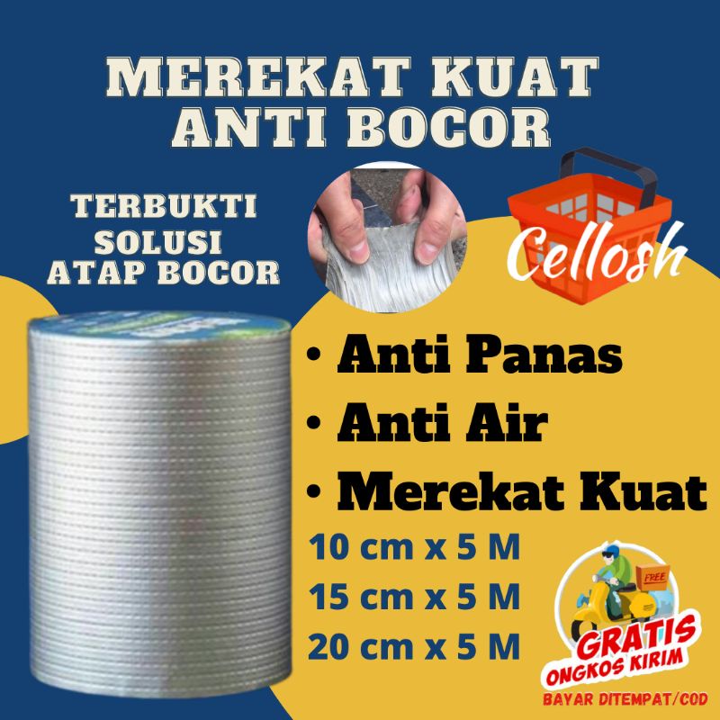 Lakban Anti Bocor Anti Air Waterproof Aluminum Foil Tape Ukuran 10cm x 5meter