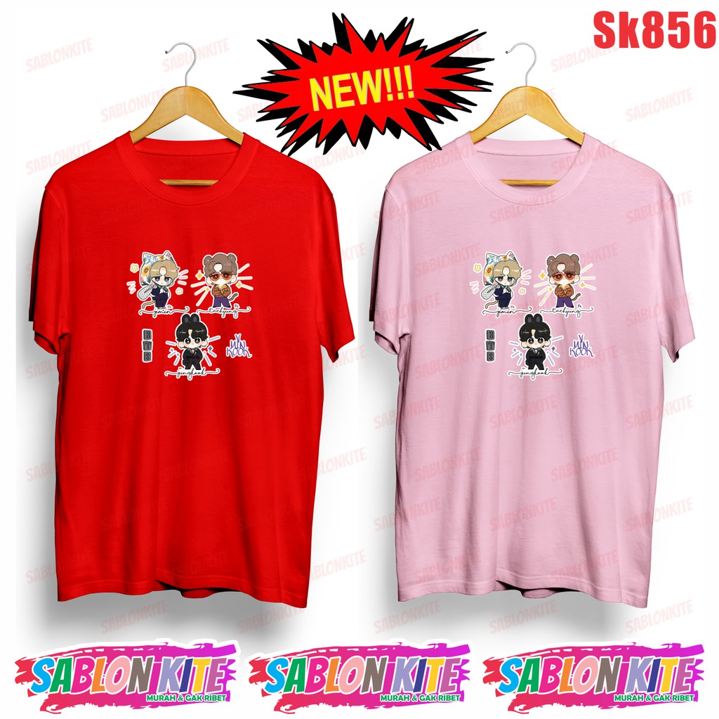 MURAH!!! KAOS KPOP V MIN KOOK KARTUN SK856 UNISEX ADA 6 WARNA COMBED 30S