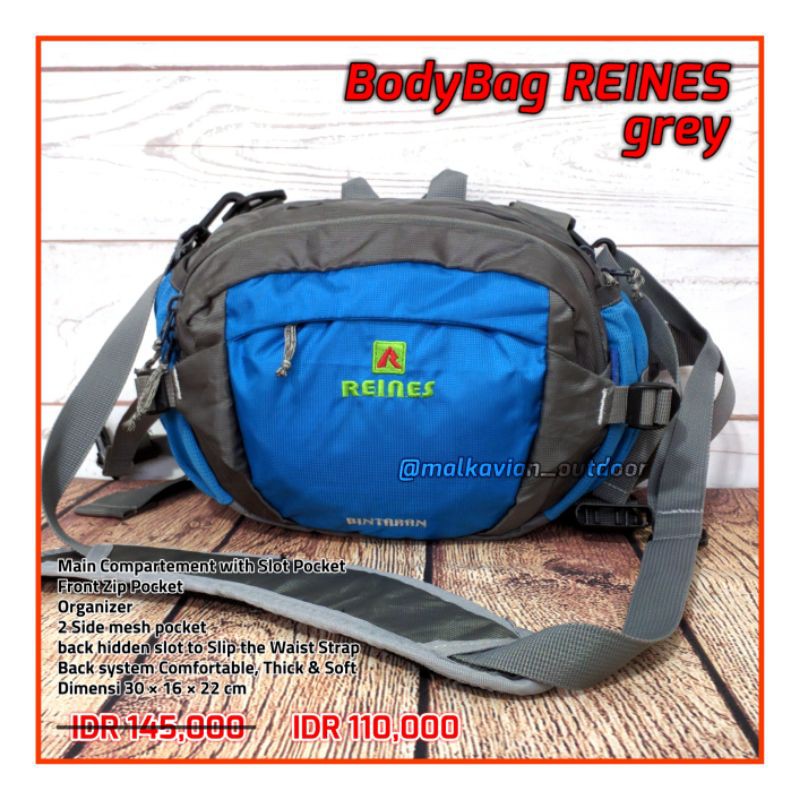 PROMO DISKON BodyBag REINES GREY Tas Slempang Pendaki Gunung Hiking Camping Outdoor Adventure