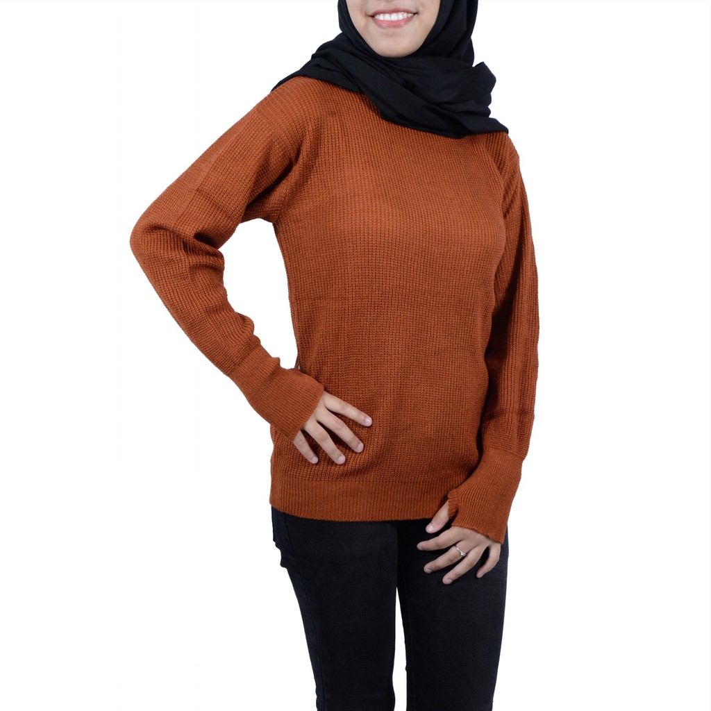 ROUNDHAND SWEATER / Sweater Roundhand / Atasan Rajut Wanita Rajut Halus / Baju Rajut / Sweater rajut-CORAL