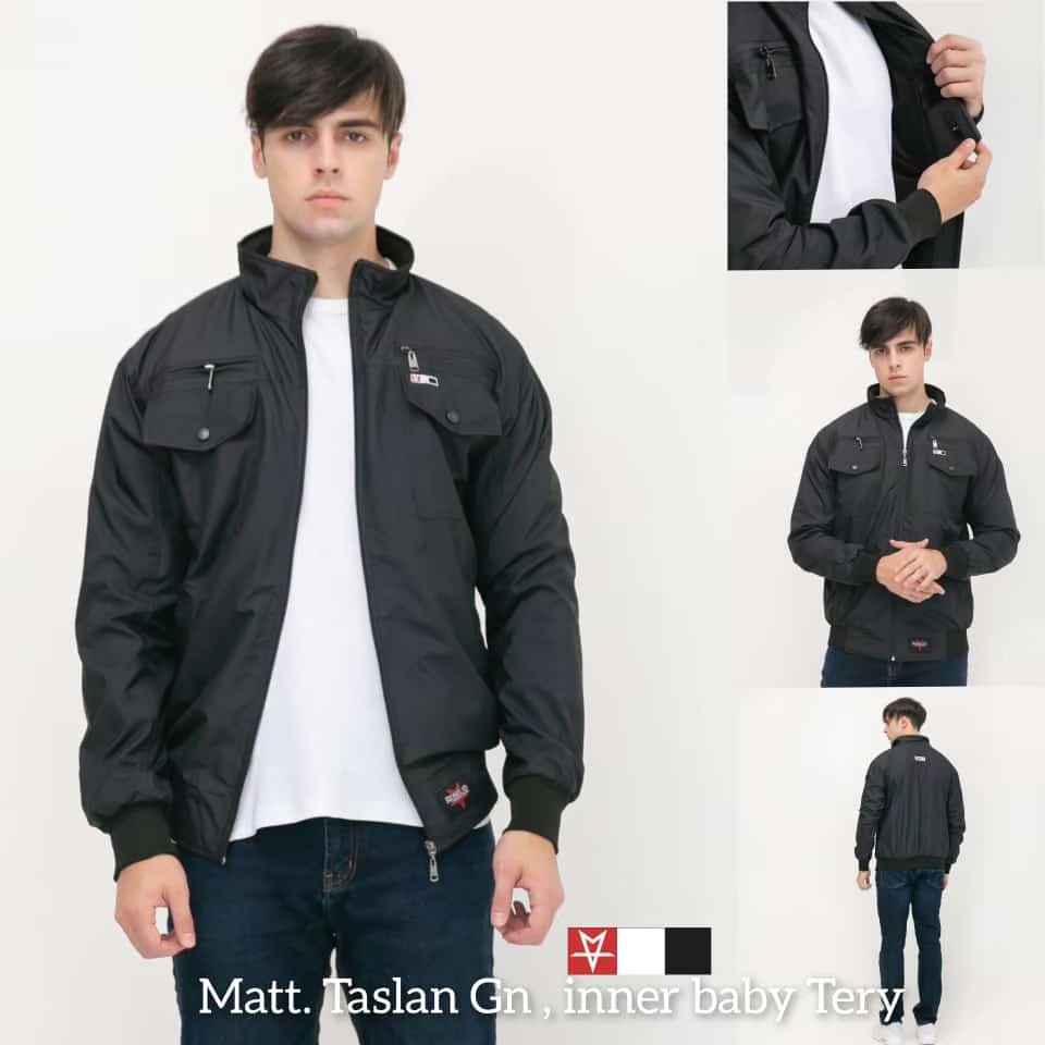 Jaket Pria hunter original rebel id taslan parasut parasit premium cowok distro