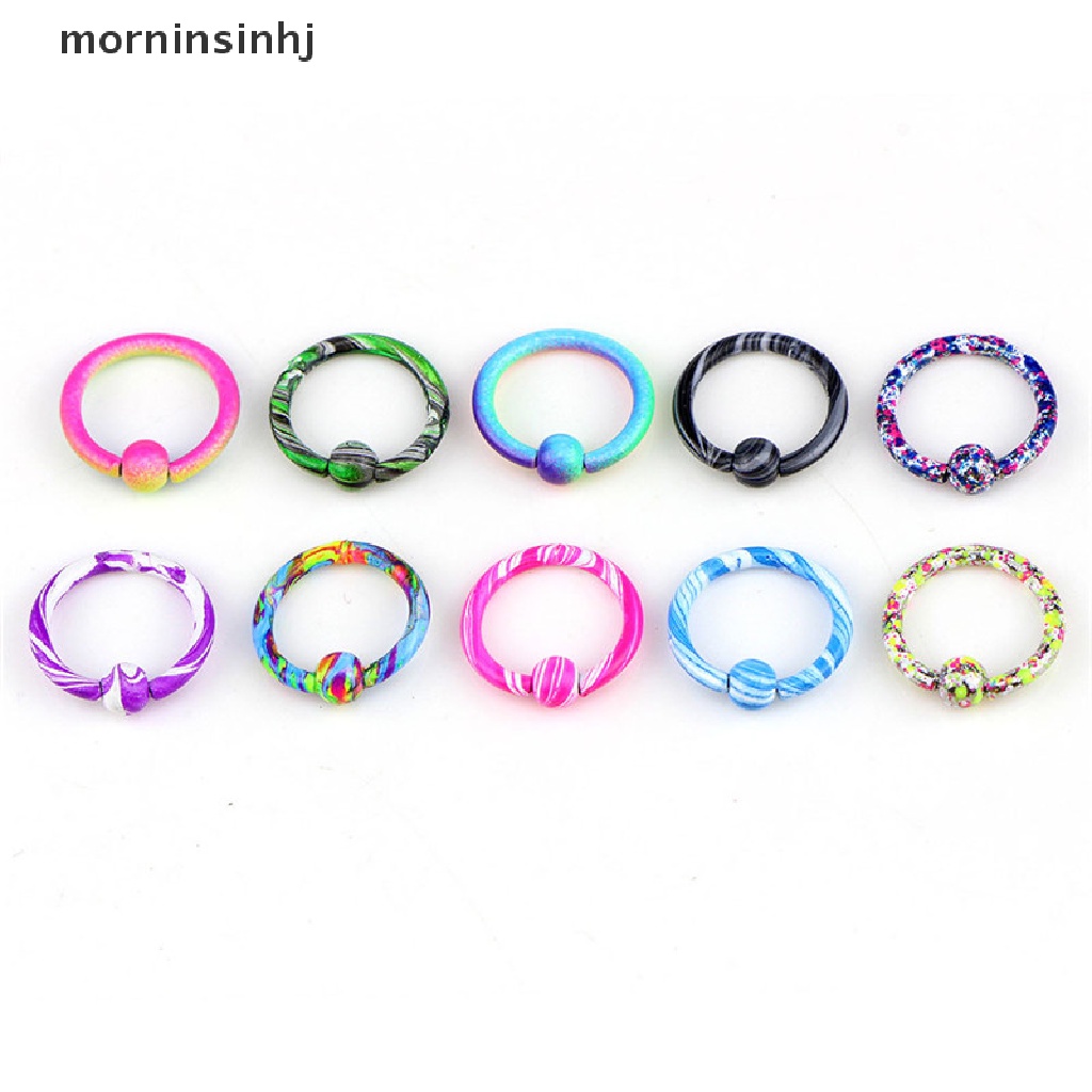 Mornin 10pcs Cincin Tindik Hidungtubuh Desain Manikmanik Untuk Priawanita