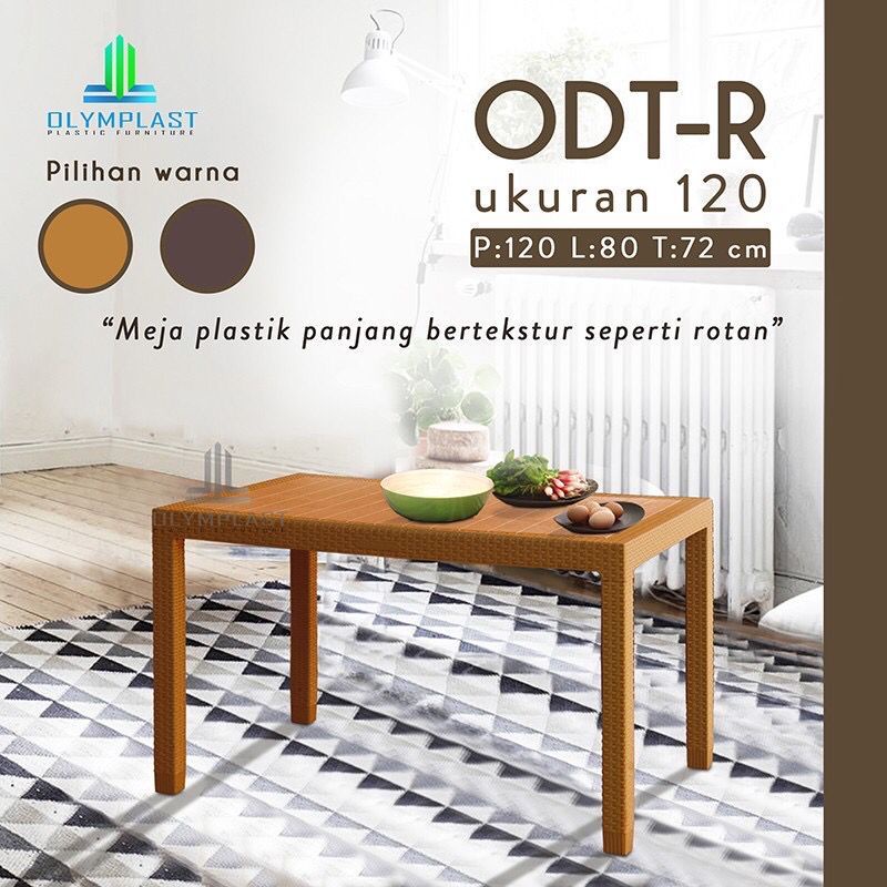 Meja Makan Plastik Olymplast Rotan Persegi Panjang ODT 120 ODT 80