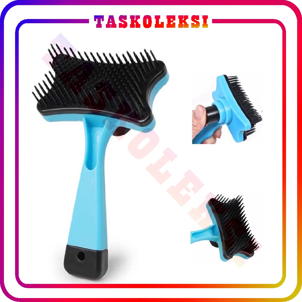 ☛TK☚ Sisir Kucing Anjing PRESS Pembersih Bulu Rontok Panjang Pendek Mati Sikat Kelinci Tombol Alat Grooming Murah Pet Kitten Aksesoris Tombol Otomatis Pengangkat Murah R752