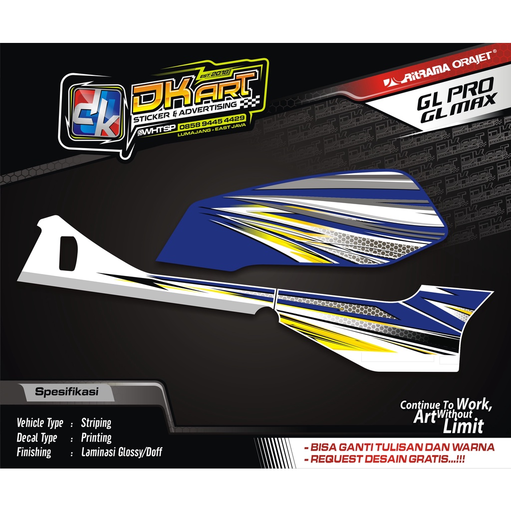 Striping Variasi GL Pro/Max Motif Herex Racing Biru Putih