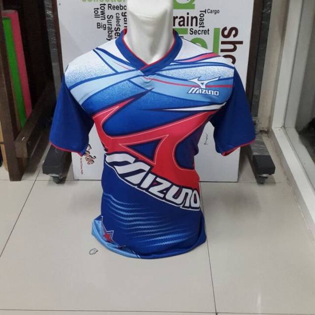 Atasan baju mizuno printing futsal volly badminton