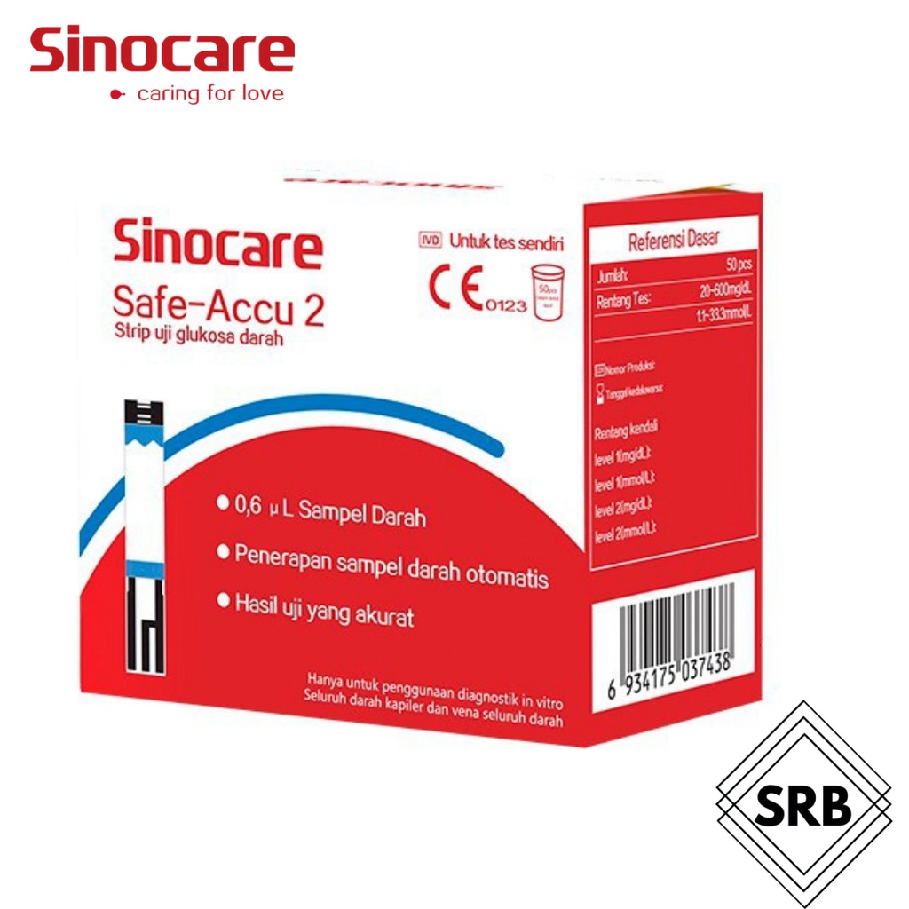 SINOCARE Safe-Accu 2 Alat Cek Gula Darah (50/25 Strip)| Alat Tes Gula Darah | Alat ukur Gula Darah| Alat monitor Gula Darah|Alat deteksi Gula Darah| Alat periksa kadar gula darah| Glukometer| Glucometer seperti Gluco DR atau Nesco