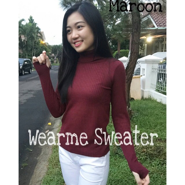 Wearme Sweater Rajut / Basic Sweater / Sweater Rajut Wanita / Turtleneck Roundhand Sweater