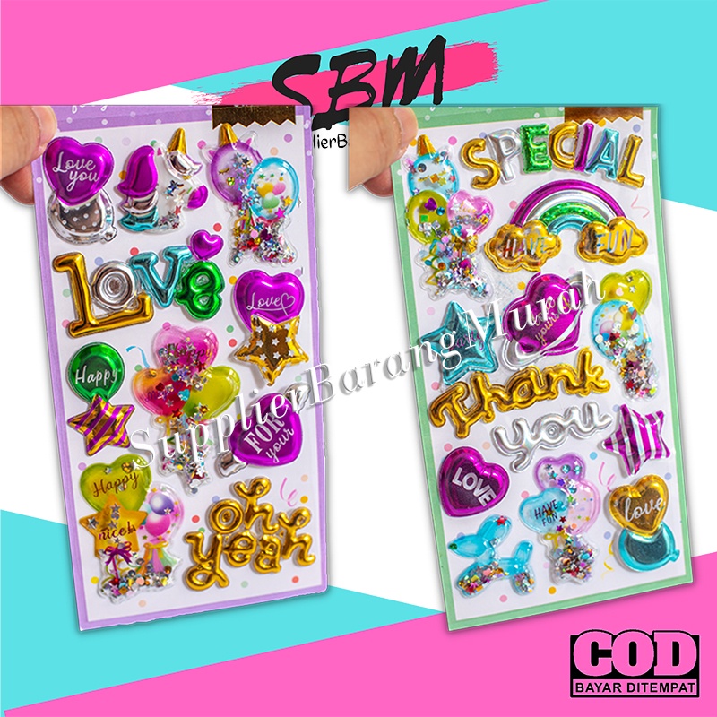 Stiker Ultah 3D Pesta Balon Birthday Love SP0006