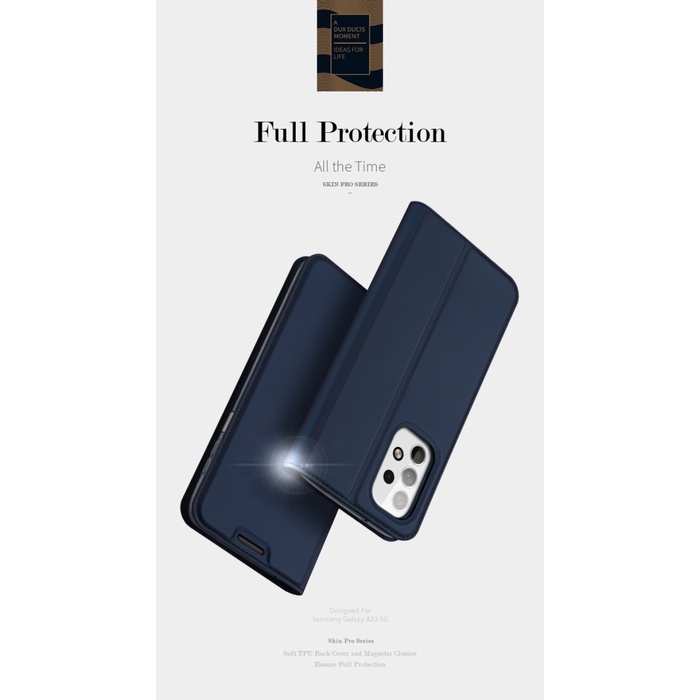 PREMIUM SLIM CASE SAMSUNG A23 / A13 DUX DUCIS SKIN PRO FLIP LEATHER - BLACK, A23 CASING COVER ORI
