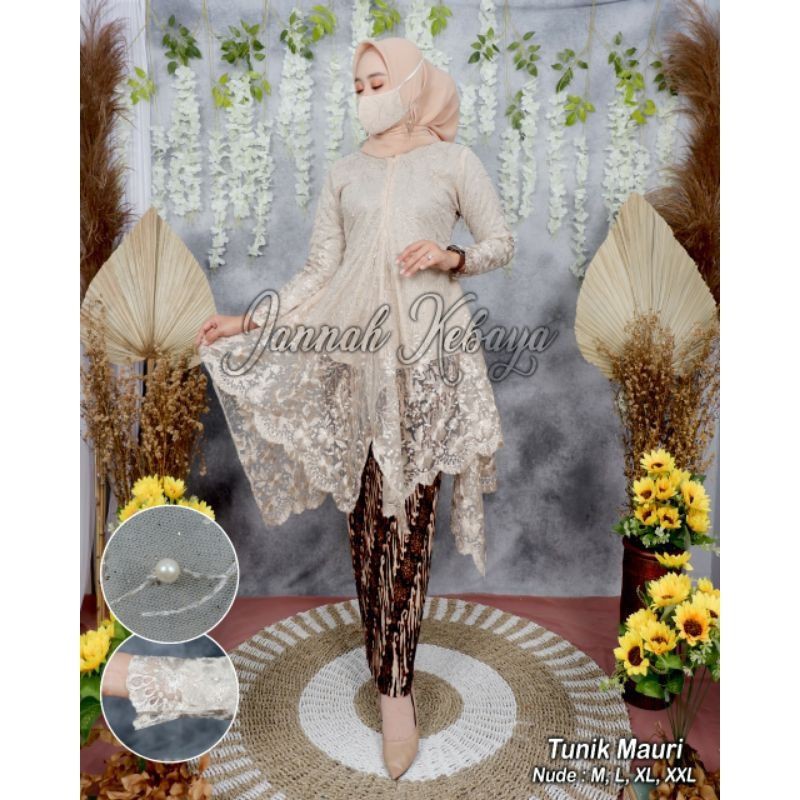 (COD) - SETELAN KEBAYA MODERN - SET TUNIK TILLE BUSUI MODERN - BAJU KEBAYA MODERN - KEBAYA WISUDA - ATASAN KEBAYA BRUKAT - BAJU KEBAYA BRUKAT - KEBAYA BROKAT - KEBAYA TILLE - KEBAYA WISUDA - TUNIK TILLE BUSUI- KEBAYA TUNIK JUBRAY-KEBAYA MODERN BY KIRANAOL-Krem