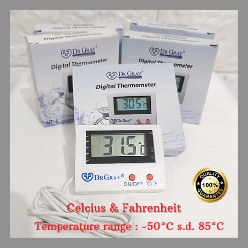 Termometer Digital DR GRAY - HT5 kabel  - suhu kulkas/freezer/pendingin/aquarium ukur suhu air - digital HT5