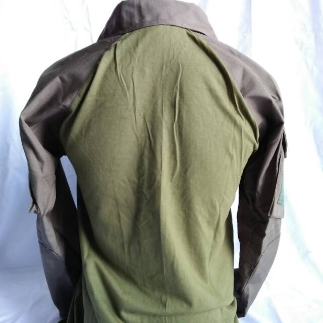 Combat shirt/kaos bdu lengan panjang hijau od/olive cotton ripstop+cardet 24s