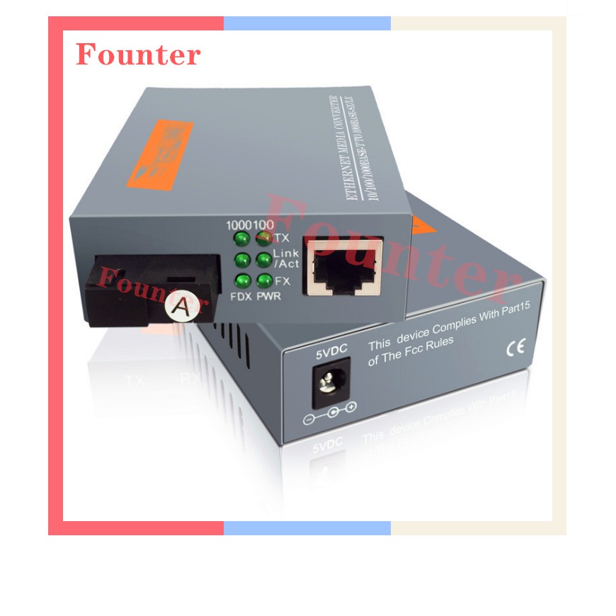 【With adapter】1 Pair HTB-GS-03 A/B Gigabit Fiber Optical Media Converter 1000Mbps Single Mode Single Fiber SC Port with Power Supply