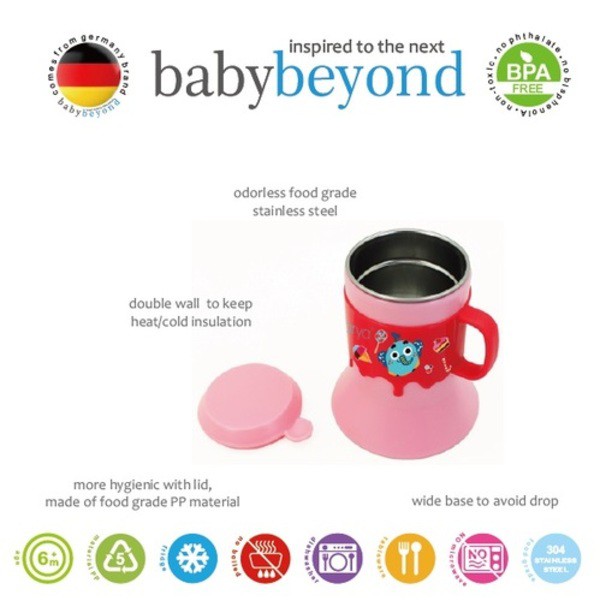 Baby beyond Food Grade SS Cup with Handle 230ml - BIRU