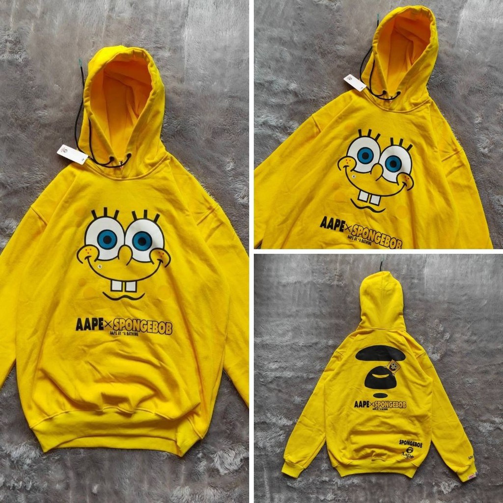 Hoodie AAPE x Spongebob FULL LABEL / Jaket Sweater Hoodie Premium