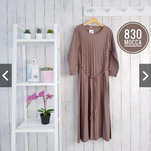 RR 830 - GAMIS PLISKET ANAK TALI PINGGANG SD PEREMPUAN ANAK KECIL CANTIK MUSLIM SYARI MAXI