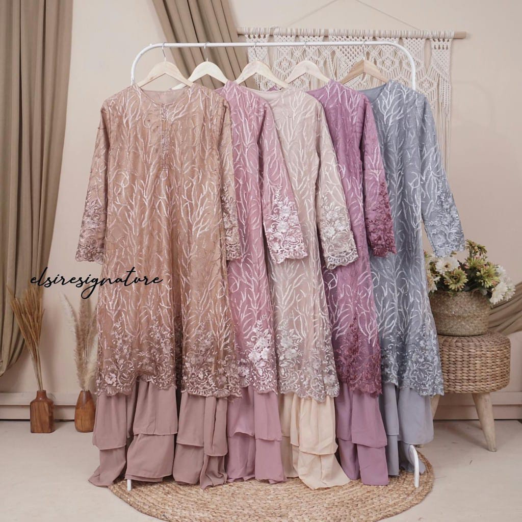 Myshawl Jenaira Dress Premium Pesta Brukat Tule dot Dress Syar'i jumbo gamis pesta hijau sage / gami