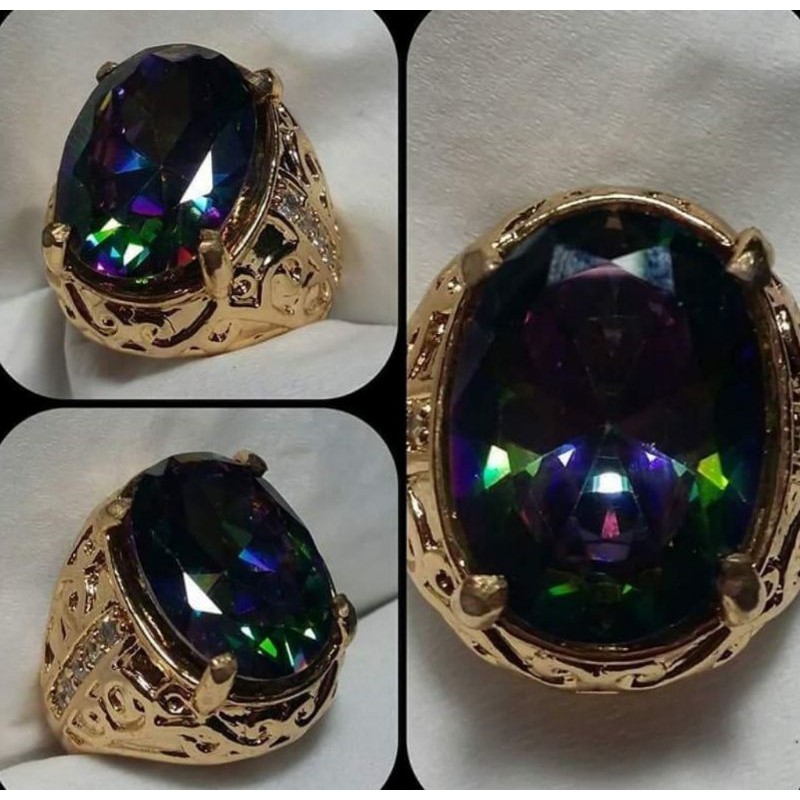 Natural Mystic Quartz Hq Ring Silver