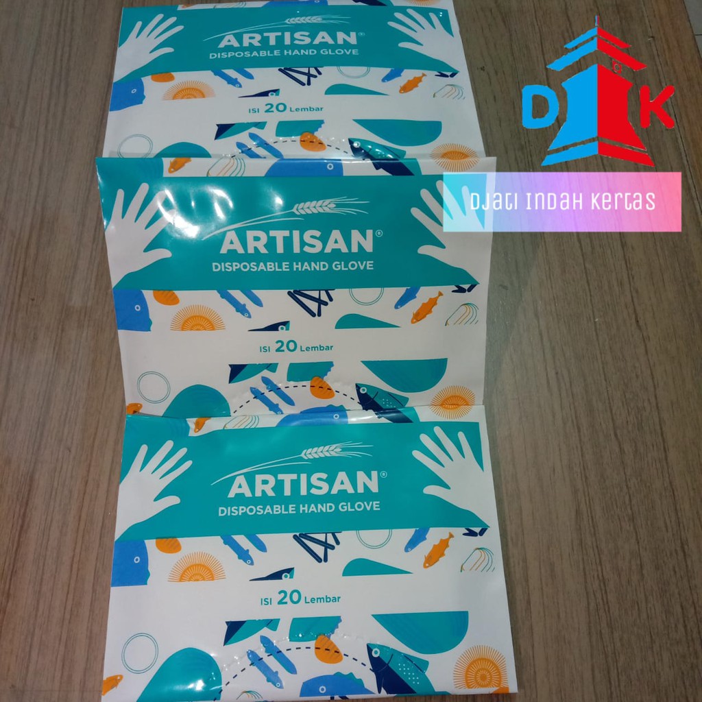 TERBAIK!!! [ SARUNG TANGAN PLASTIK ] ARTISAN STERIL SEKALI PAKAI 1 PACK ISI 20 lembar/pack