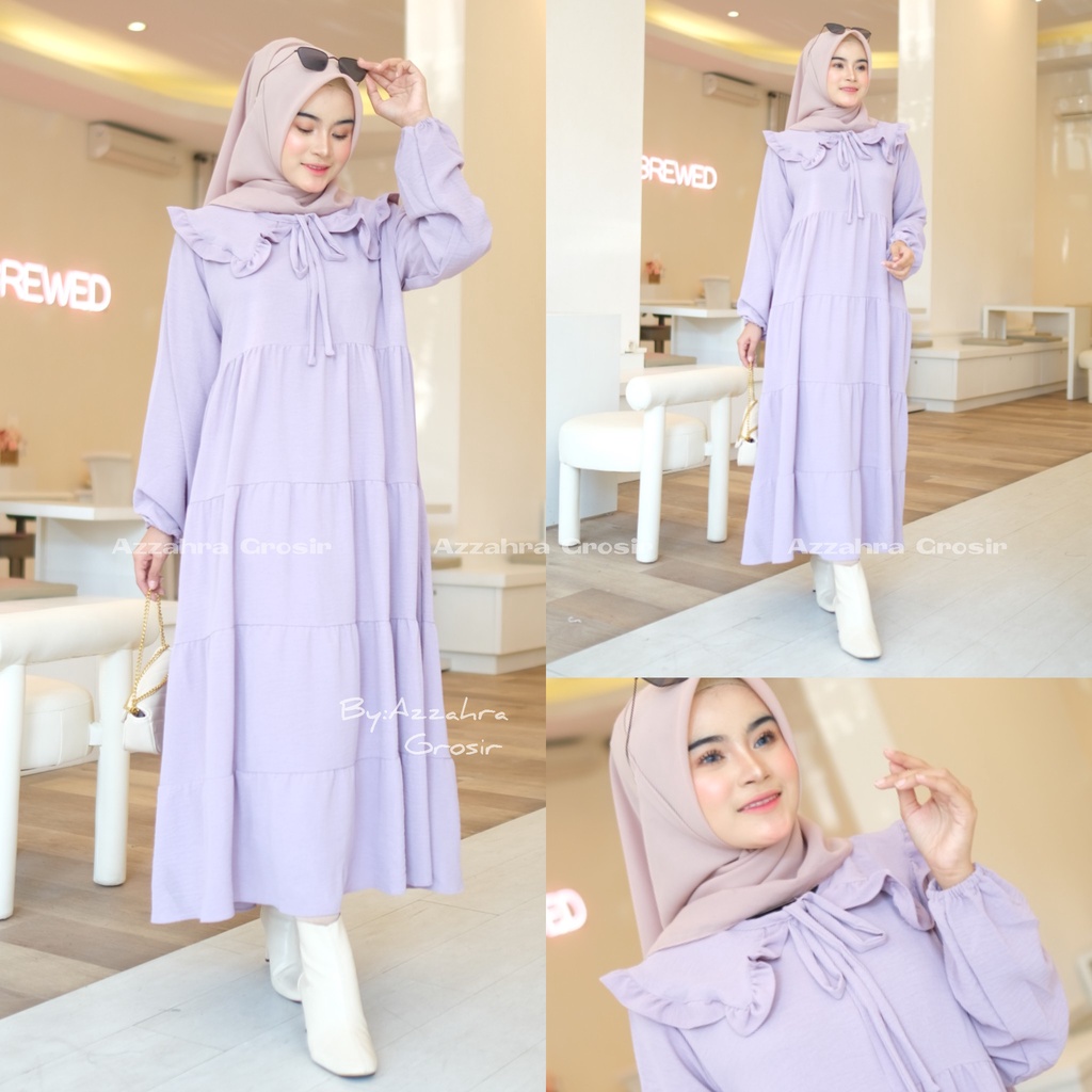 Marica Midi Dress Ld 104 - Dress Crinkle AirFlow Jumbo Bigsize Oversize Busui Bumil / R.1 - 335-6764