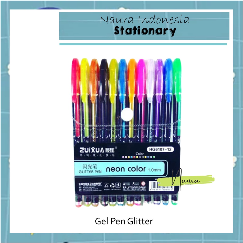 

Gel Pen Glitter 12 warna | Pulpen Glitter