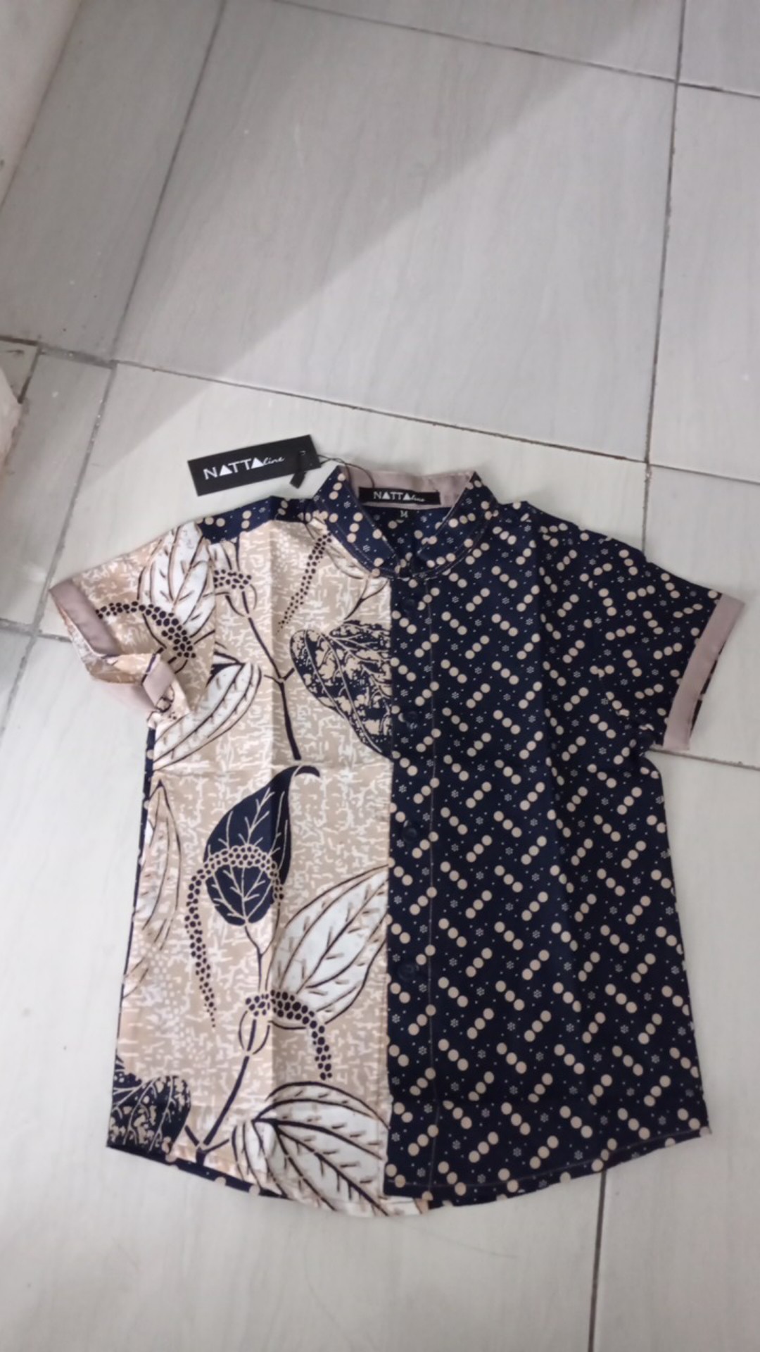 Kemeja Koko Batik Anak Lawasan Kombinasi Motif Lengan Pendek By Nattaline