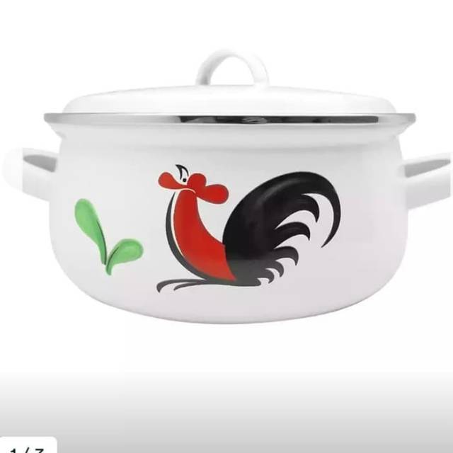 Panci Ayam Kukuruyukk Enamel Putih 22cm