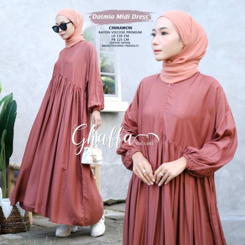 DALMIA MIDI ORIGINAL GHAFFA THE LABEL - GAMIS MIDI DRESS RAYON JUMBO TERLARIS