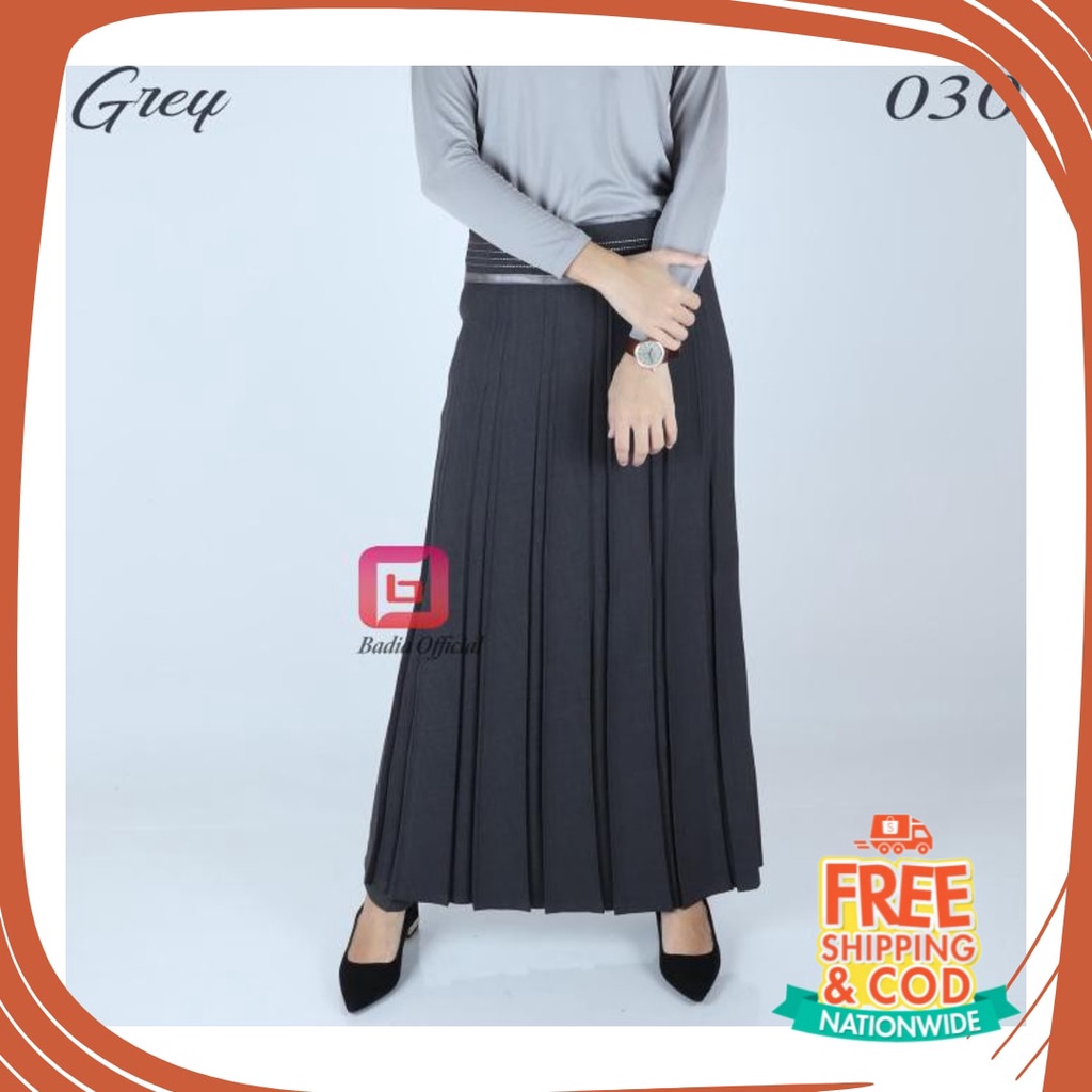 Plisket Jins Dnim MEkar biru merah hitam kuning hijau putih abu /  Big Sale Rok Kerja Rempel Panjang