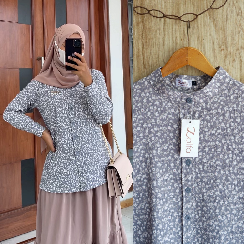 JOANA blouse by ZALFA OUTFIT / kemeja crincle / kemeja bunga