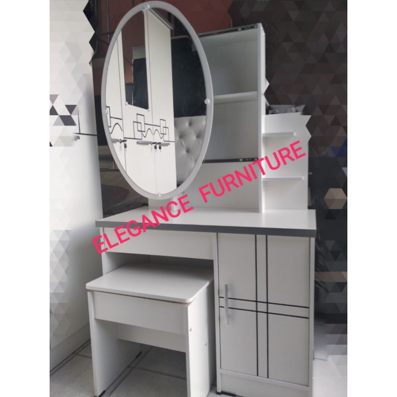 Meja Rias Putih / Meja Rias Kaca Sliding / Meja Rias Kaca Geser / Meja