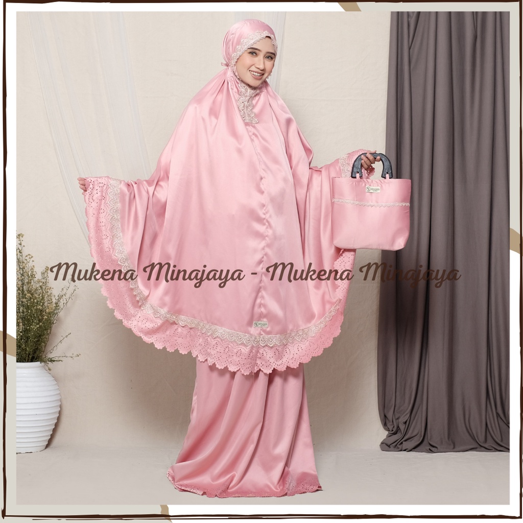 Mukena Dewasa Renda Mewah Motif Lasercut Jumbo Daily Traveling Sutra Velvet Premium Fashion Mukenah Dewasa Muslim Minajaya Terbaru